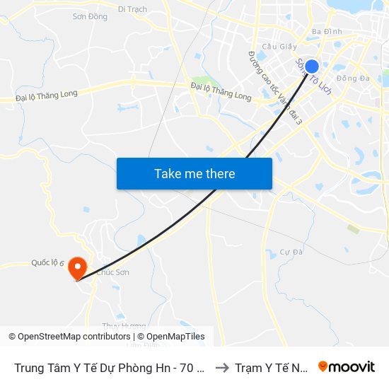 Trung Tâm Y Tế Dự Phòng Hn - 70 Nguyễn Chí Thanh to Trạm Y Tế Ngọc Hòa map