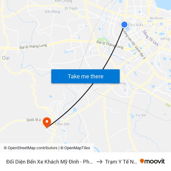 Đối Diện Bến Xe Khách Mỹ Đình - Phạm Hùng (Cột Trước) to Trạm Y Tế Ngọc Hòa map