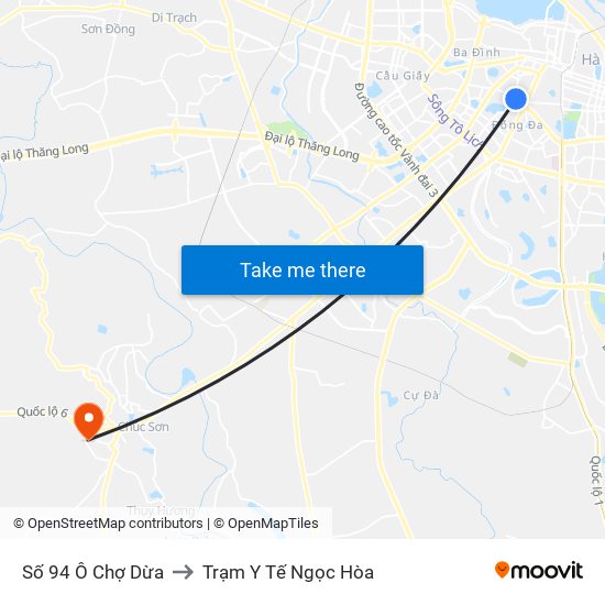 Số 94 Ô Chợ Dừa to Trạm Y Tế Ngọc Hòa map