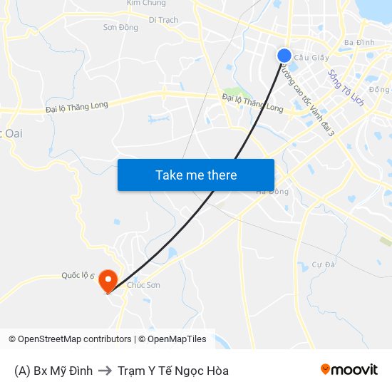 (A) Bx Mỹ Đình to Trạm Y Tế Ngọc Hòa map