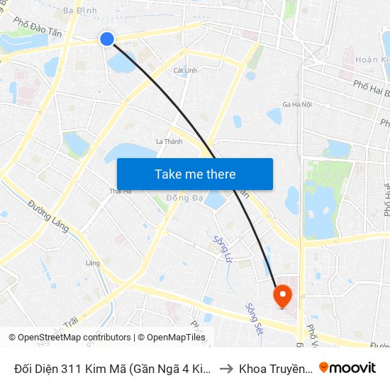 Đối Diện 311 Kim Mã (Gần Ngã 4 Kim Mã - Vạn Bảo) to Khoa Truyền Nhiễm map