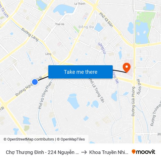 Chợ Thượng Đình - 224 Nguyễn Trãi to Khoa Truyền Nhiễm map