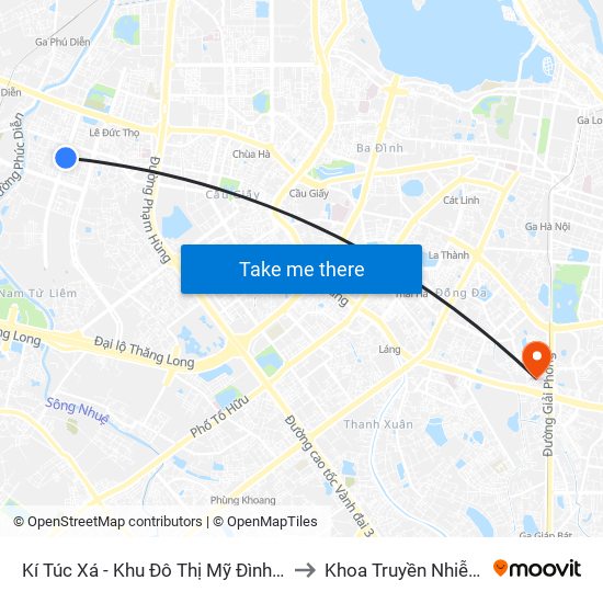 Kí Túc Xá - Khu Đô Thị Mỹ Đình II to Khoa Truyền Nhiễm map