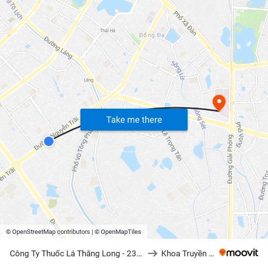 Công Ty Thuốc Lá Thăng Long - 235 Nguyễn Trãi to Khoa Truyền Nhiễm map