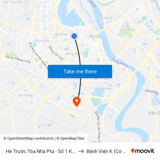 Hè Trước Tòa Nhà Pta - Số 1 Kim Mã to Bệnh Viện K (Cơ Sở 2) map