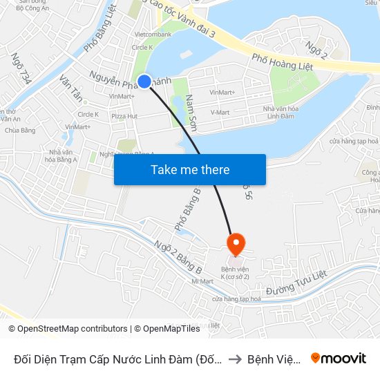 Đối Diện Trạm Cấp Nước Linh Đàm (Đối Diện Chung Cư Hh1c) - Nguyễn Hữu Thọ to Bệnh Viện K (Cơ Sở 2) map