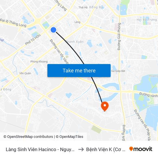 Làng Sinh Viên Hacinco - Nguyễn Tuân to Bệnh Viện K (Cơ Sở 2) map