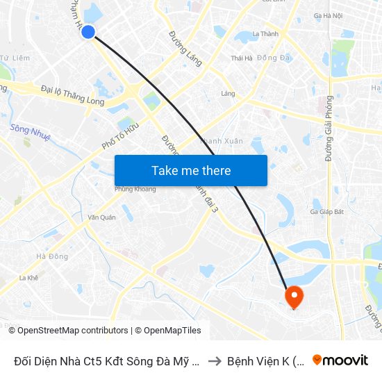 Đối Diện Nhà Ct5 Kđt Sông Đà Mỹ Đình - Phạm Hùng to Bệnh Viện K (Cơ Sở 2) map