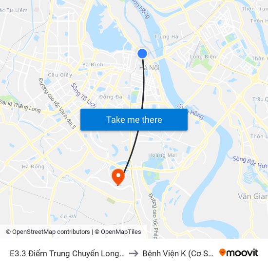 E3.3 Điểm Trung Chuyển Long Biên to Bệnh Viện K (Cơ Sở 2) map