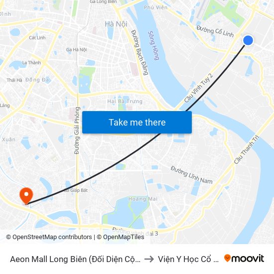 Aeon Mall Long Biên (Đối Diện Cột Điện T4a/2a-B Đường Cổ Linh) to Viện Y Học Cổ Truyền Quân Đội map