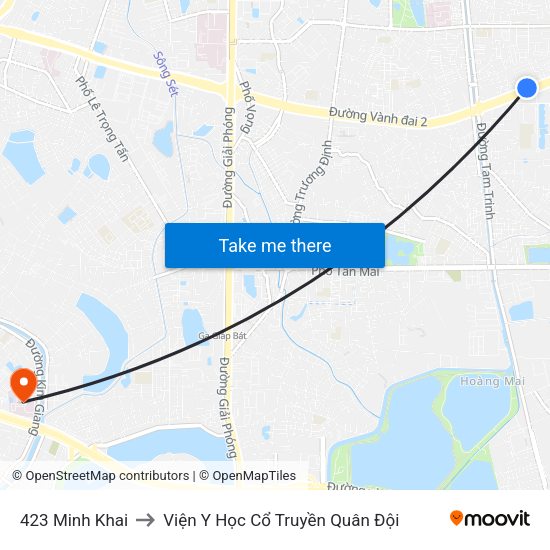 423 Minh Khai to Viện Y Học Cổ Truyền Quân Đội map