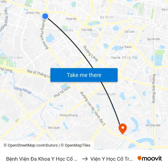 Bệnh Viện Đa Khoa Y Học Cổ Truyền - 6 Phạm Hùng to Viện Y Học Cổ Truyền Quân Đội map