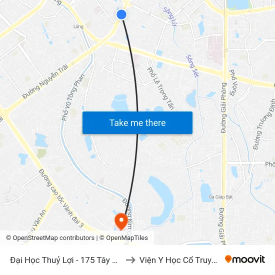 Đại Học Thuỷ Lợi - 175 Tây Sơn (Cột Trước) to Viện Y Học Cổ Truyền Quân Đội map
