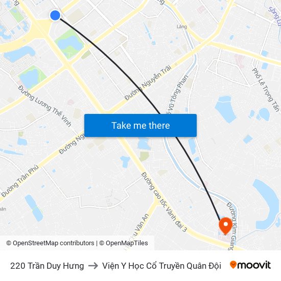 220 Trần Duy Hưng to Viện Y Học Cổ Truyền Quân Đội map