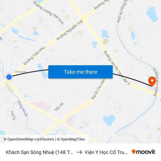 Khách Sạn Sông Nhuệ (148 Trần Phú- Hà Đông) to Viện Y Học Cổ Truyền Quân Đội map