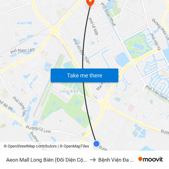 Aeon Mall Long Biên (Đối Diện Cột Điện T4a/2a-B Đường Cổ Linh) to Bệnh Viện Đa Khoa Đức Giang map
