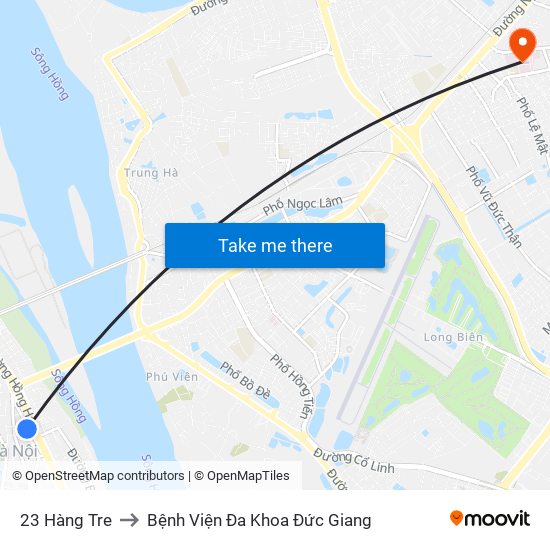 23 Hàng Tre to Bệnh Viện Đa Khoa Đức Giang map