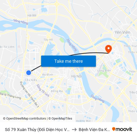 Số 79 Xuân Thủy (Đối Diện Học Viện Báo Chí Và Tuyên Truyền) to Bệnh Viện Đa Khoa Đức Giang map
