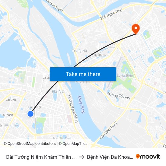 Đài Tưởng Niệm Khâm Thiên - 45 Khâm Thiên to Bệnh Viện Đa Khoa Đức Giang map