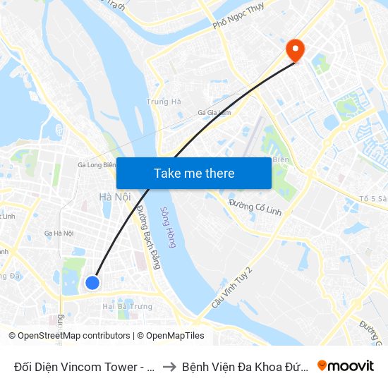 Đối Diện Vincom Tower - Bà Triệu to Bệnh Viện Đa Khoa Đức Giang map