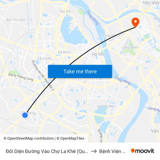 Đối Diện Đường Vào Chợ La Khê (Qua Ga Metro La Khê) - 405 Quang Trung (Hà Đông) to Bệnh Viện Đa Khoa Đức Giang map