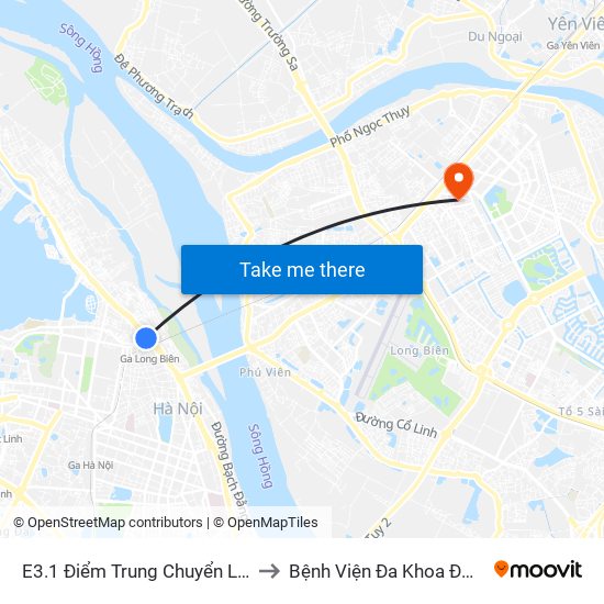 E3.1 Điểm Trung Chuyển Long Biên to Bệnh Viện Đa Khoa Đức Giang map