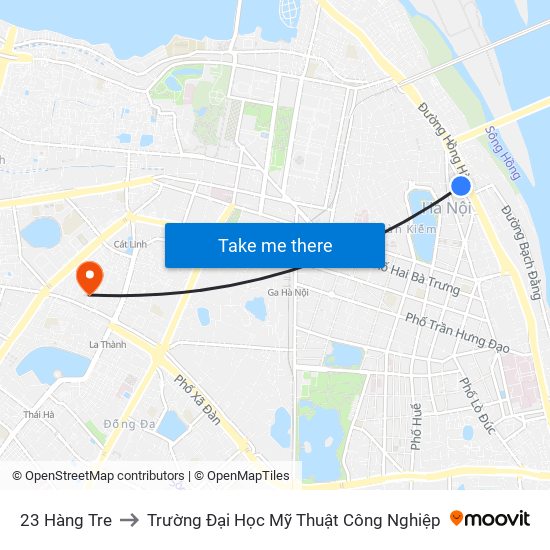 23 Hàng Tre to Trường Đại Học Mỹ Thuật Công Nghiệp map