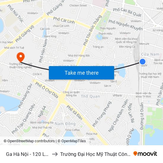 Ga Hà Nội - 120 Lê Duẩn to Trường Đại Học Mỹ Thuật Công Nghiệp map
