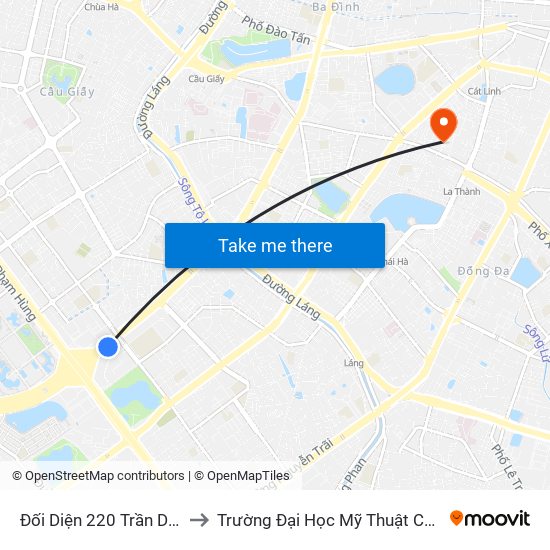 Đối Diện 220 Trần Duy Hưng to Trường Đại Học Mỹ Thuật Công Nghiệp map