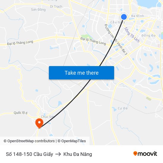 Số 148-150 Cầu Giấy to Khu Đa Năng map