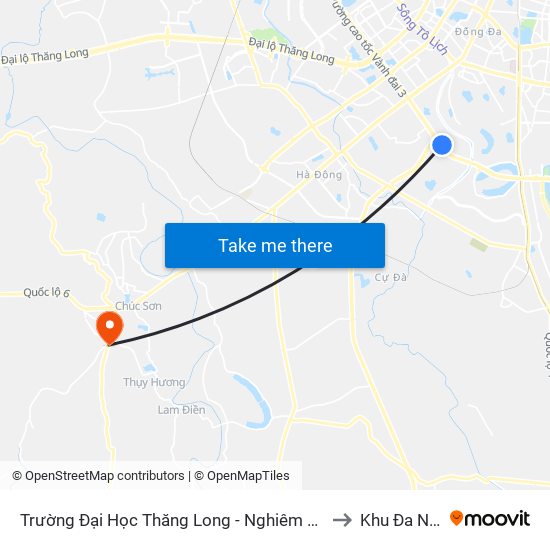 Trường Đại Học Thăng Long - Nghiêm Xuân Yêm to Khu Đa Năng map