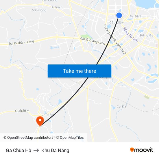 Ga Chùa Hà to Khu Đa Năng map