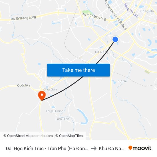 Đại Học Kiến Trúc - Trần Phú (Hà Đông) to Khu Đa Năng map