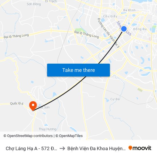 Chợ Láng Hạ A - 572 Đường Láng to Bệnh Viện Đa Khoa Huyện Chương Mỹ map