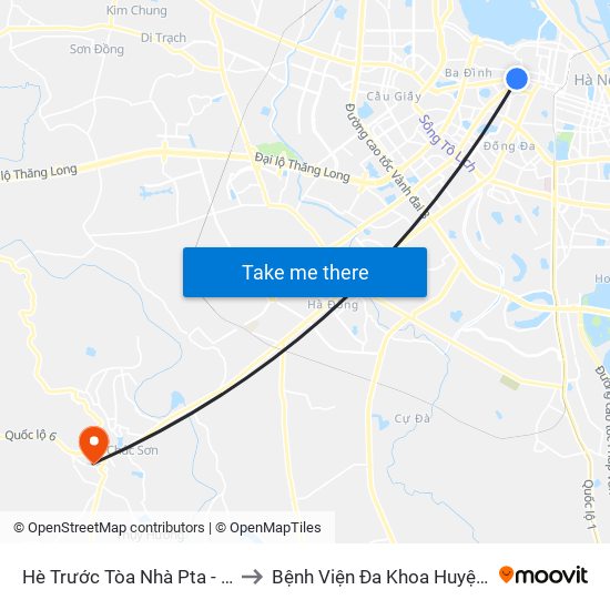 Hè Trước Tòa Nhà Pta - Số 1 Kim Mã to Bệnh Viện Đa Khoa Huyện Chương Mỹ map