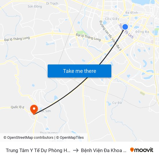 Trung Tâm Y Tế Dự Phòng Hn - 70 Nguyễn Chí Thanh to Bệnh Viện Đa Khoa Huyện Chương Mỹ map