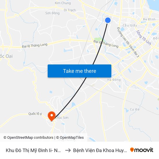 Khu Đô Thị Mỹ Đình Ii- Nguyễn Cơ Thạch to Bệnh Viện Đa Khoa Huyện Chương Mỹ map