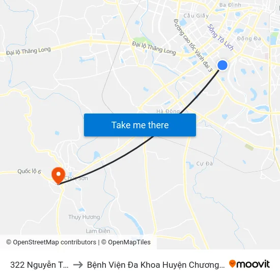 322 Nguyễn Trãi to Bệnh Viện Đa Khoa Huyện Chương Mỹ map