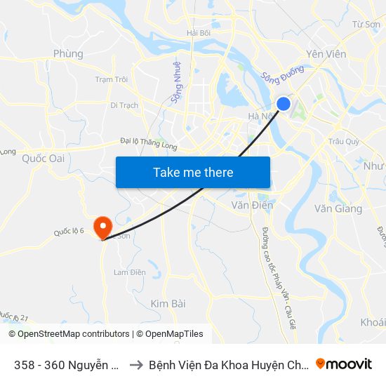 358 - 360 Nguyễn Văn Cừ to Bệnh Viện Đa Khoa Huyện Chương Mỹ map