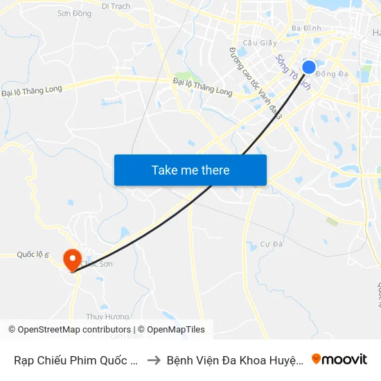 Rạp Chiếu Phim Quốc Gia - Thái Hà to Bệnh Viện Đa Khoa Huyện Chương Mỹ map