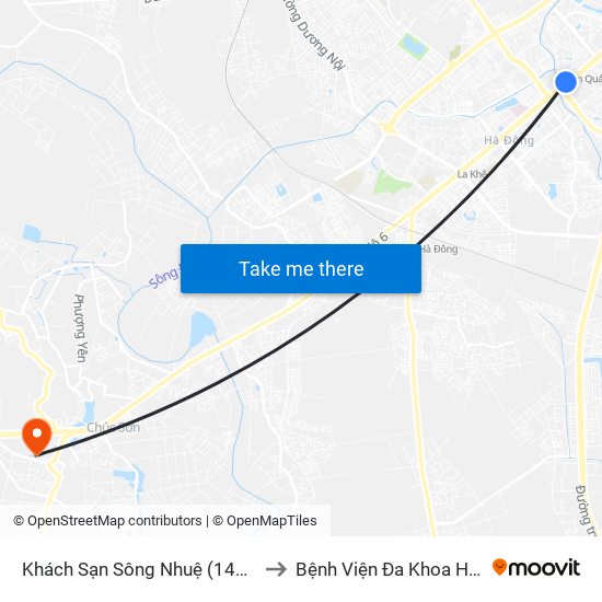 Khách Sạn Sông Nhuệ (148 Trần Phú- Hà Đông) to Bệnh Viện Đa Khoa Huyện Chương Mỹ map