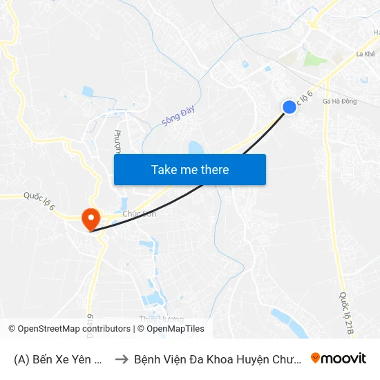 (A) Bến Xe Yên Nghĩa to Bệnh Viện Đa Khoa Huyện Chương Mỹ map