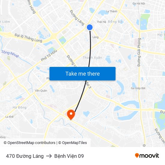 470 Đường Láng to Bệnh Viện 09 map