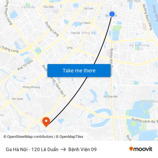 Ga Hà Nội - 120 Lê Duẩn to Bệnh Viện 09 map