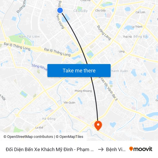 Đối Diện Bến Xe Khách Mỹ Đình - Phạm Hùng (Cột Trước) to Bệnh Viện 09 map