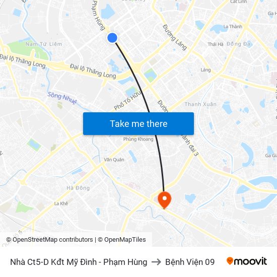 Nhà Ct5-D Kđt Mỹ Đình - Phạm Hùng to Bệnh Viện 09 map