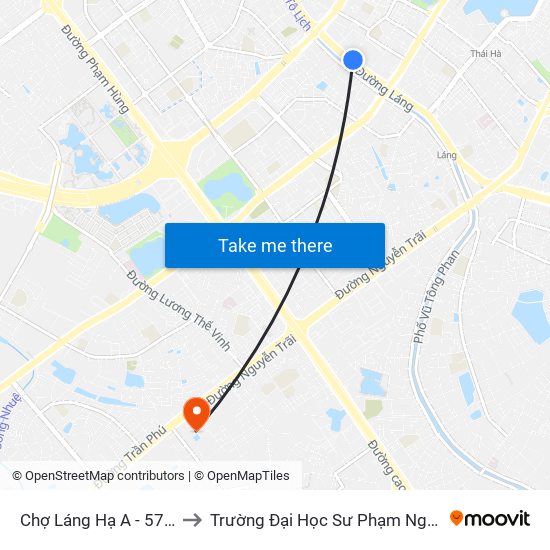 Chợ Láng Hạ A - 572 Đường Láng to Trường Đại Học Sư Phạm Nghệ Thuật Trung Ương map