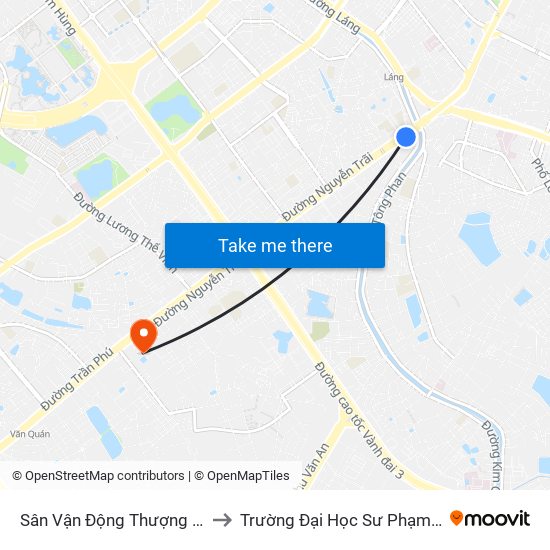 Sân Vận Động Thượng Đình - 129 Nguyễn Trãi to Trường Đại Học Sư Phạm Nghệ Thuật Trung Ương map