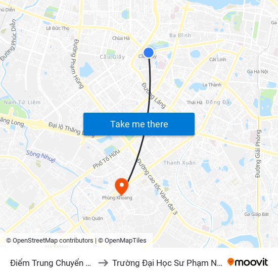 Điểm Trung Chuyển Cầu Giấy - Gtvt 02 to Trường Đại Học Sư Phạm Nghệ Thuật Trung Ương map