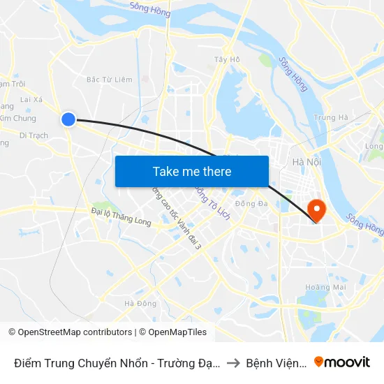 Điểm Trung Chuyển Nhổn - Trường Đại Học Công Nghiệp Hà Nội - Đường 32 to Bệnh Viện Thanh Nhàn map